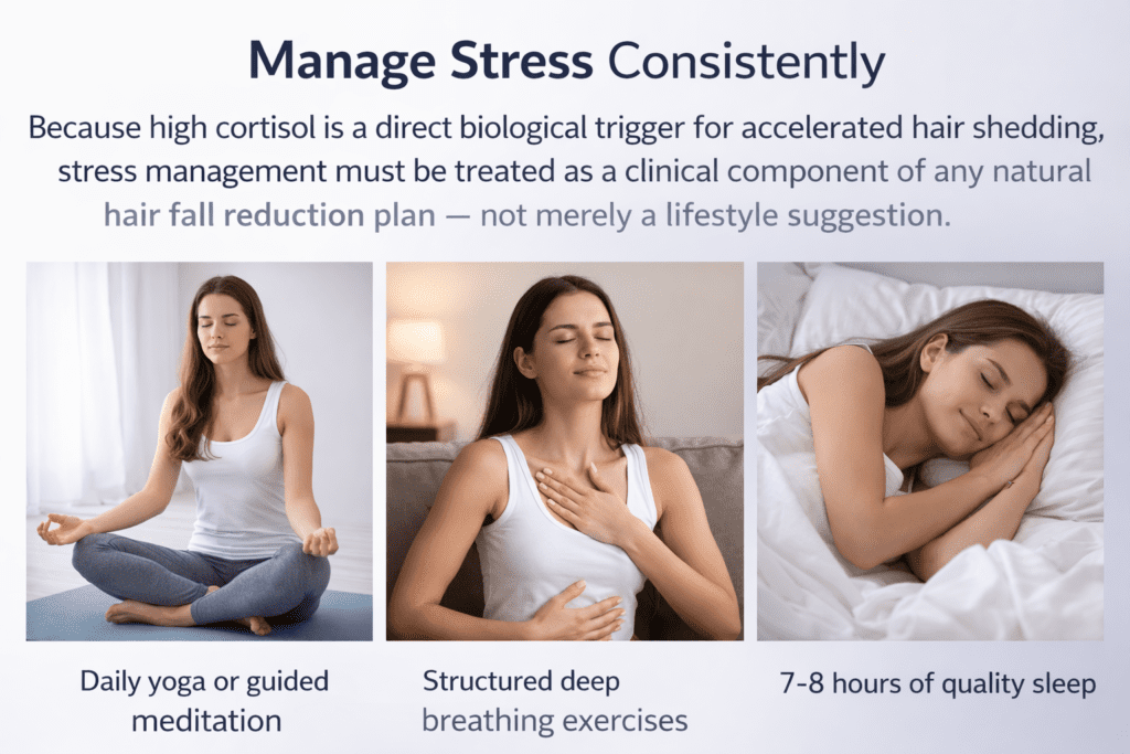 manage stress to reduce hair fall